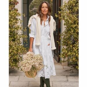 Frank and Eileen Small Grace White Eyelet Midi Dress Cotton